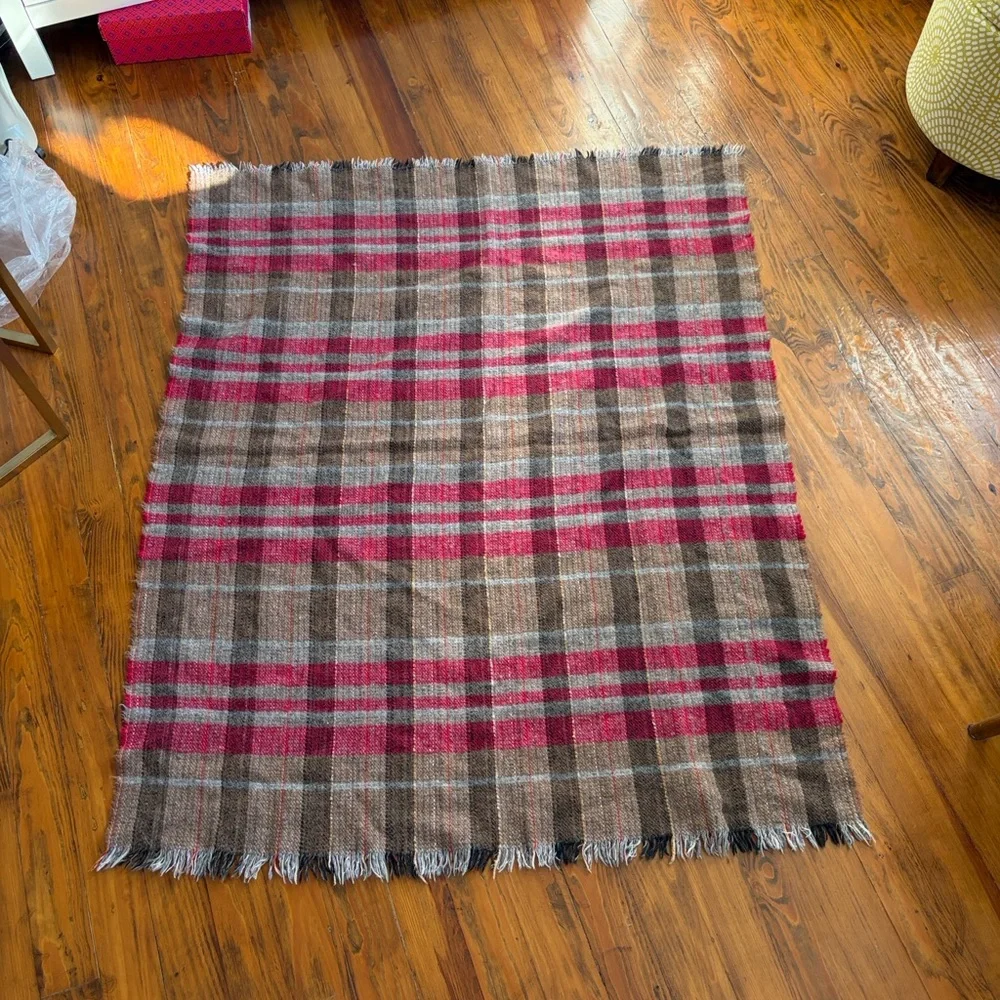 Vintage Highland Home Industries Scotland Plaid Wool Blanket 54x45